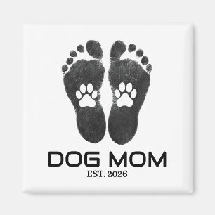 Neue Hundemutter Pfotenabdrücke Fettes Datum Magnet