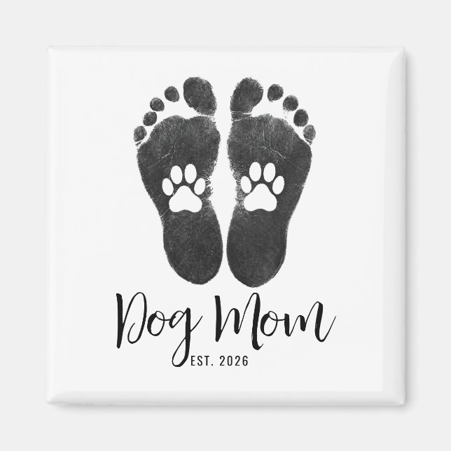 Neue Hundemutter Pfotenabdrücke Skript Gründungsda Magnet (Vorne)