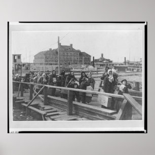 Neue Immigranten, die in Ellis Island New York Poster