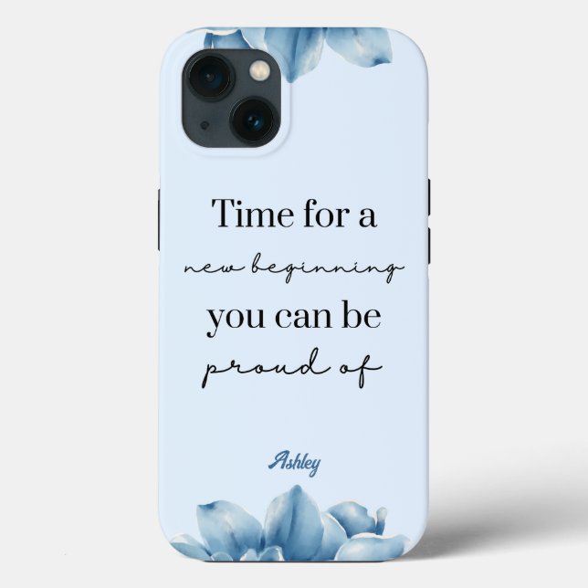 Neue, inspirierende, blaue Blume Case-Mate iPhone Hülle (Rückseite)