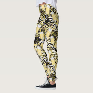 Neue Jahre Champagnerfeuerwerkmuster-Leggings Leggings