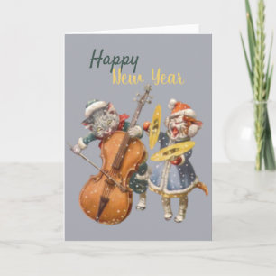 Neue Jahre Musikerkatzen Faltkarte Karte