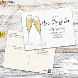 Neue Jahre Party Champagner Wasserfarbe Voradressi Postkarte