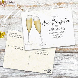 Neue Jahre Party Champagner Wasserfarbe Voradressi Postkarte