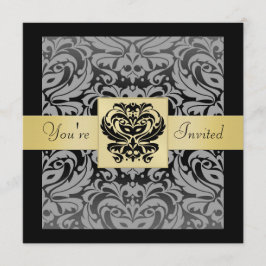 Neue Jahre Schwarze Maske Damask Gold Multifunktio Einladung