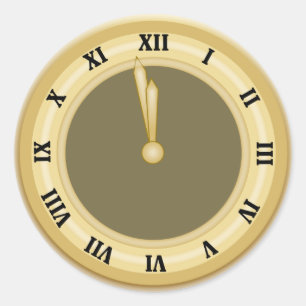Neue Jahre Uhr-Feiertags-Aufkleber- Runder Aufkleber