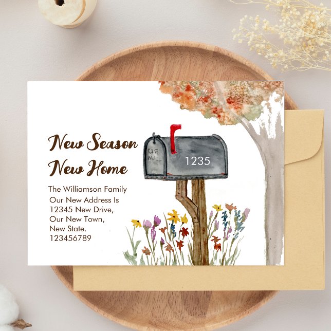 Neue Jahreszeit Neue Zuhause Änderung der Adresse Postkarte (Von Creator hochgeladen)