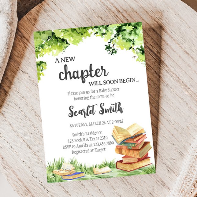 Neue Kapitel Baby Shower Einladung (Storybook New Chapter Baby Shower invitation)