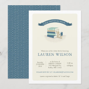 Neue Kapitel Babydusche Einladung - blau