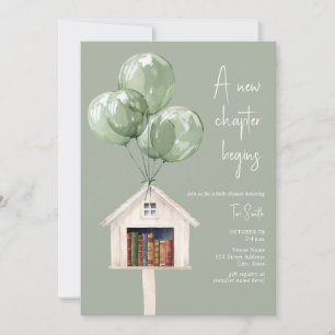 Neue Kapitel Bibliotheksballons Buch Baby Shower Einladung