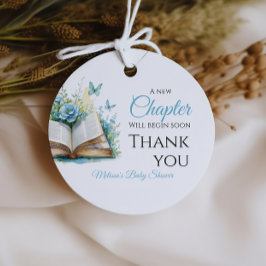 Neue Kapitel Boy Blue Brunch StoryBook Baby Dusche Geschenkanhänger