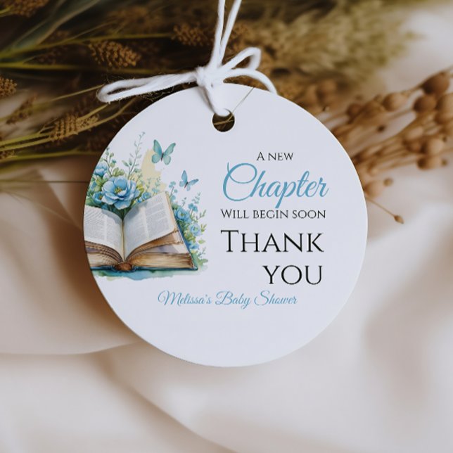 Neue Kapitel Boy Blue Brunch StoryBook Baby Dusche Geschenkanhänger (Von Creator hochgeladen)