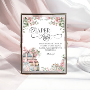Neue Kapitel-Schleife Florale Babyparty-Windel-Raf Poster