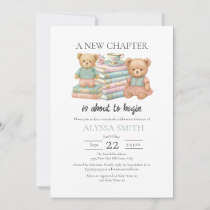 Neue Kapitel Teddybär-Geschichtenbuch-Baby-Party Einladung