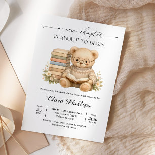 Neue Kapitel Teddybär-Geschichtenbuch-Baby-Party Einladung