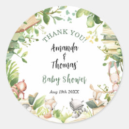 Neue Kapitel Themed Baby Dusche Vielen Dank Runder Aufkleber