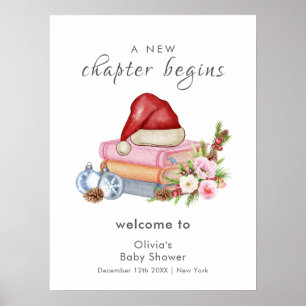 Neue Kapitel Winter Floral Baby Shower Begrüßung Poster