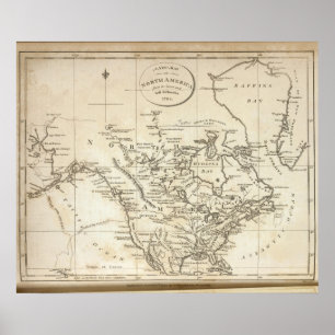 Neue Karte Nordamerikas Poster