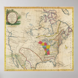 Neue Karte Nordamerikas Poster