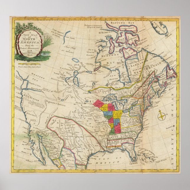 Neue Karte Nordamerikas Poster (Vorne)