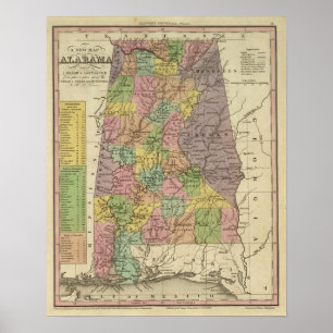 Neue Karte von Alabama Poster