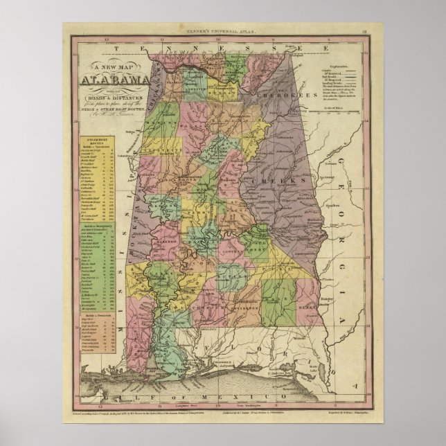 Neue Karte von Alabama Poster (Vorne)