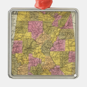 Neue Karte von Alabama Silbernes Ornament