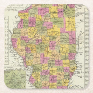 Neue Karte von Illinois Rechteckiger Pappuntersetzer