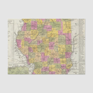 Neue Karte von Illinois Seidenpapier