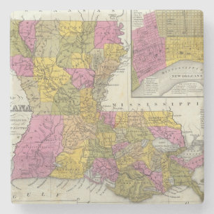Neue Karte von Louisiana 3 Steinuntersetzer