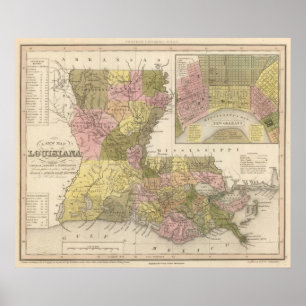 Neue Karte von Louisiana Poster