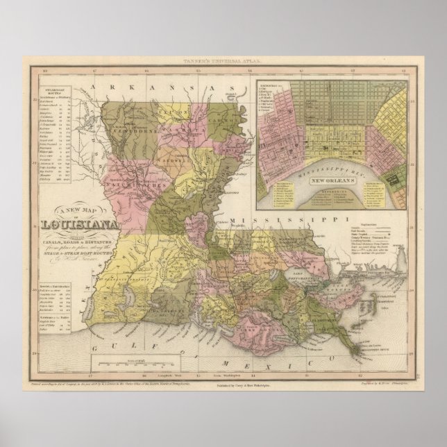 Neue Karte von Louisiana Poster (Vorne)