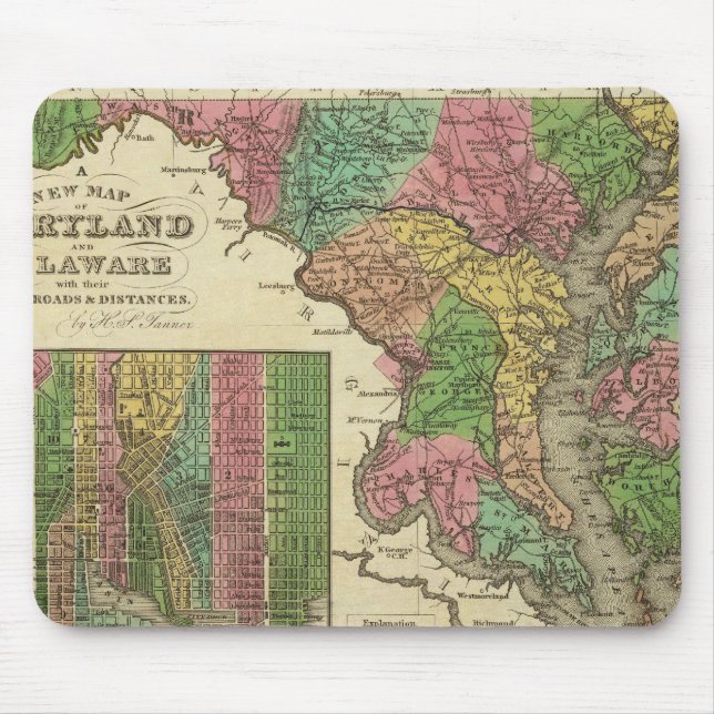 Neue Karte von Maryland und Delaware 2 Mousepad (Vorne)