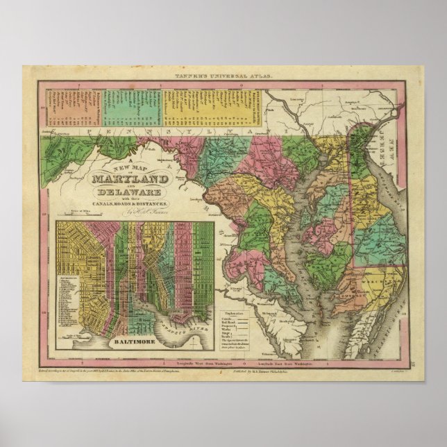 Neue Karte von Maryland und Delaware 2 Poster (Vorne)