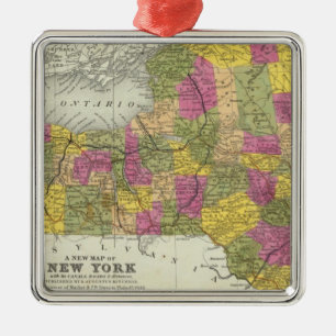 Neue Karte von New York 2 Silbernes Ornament