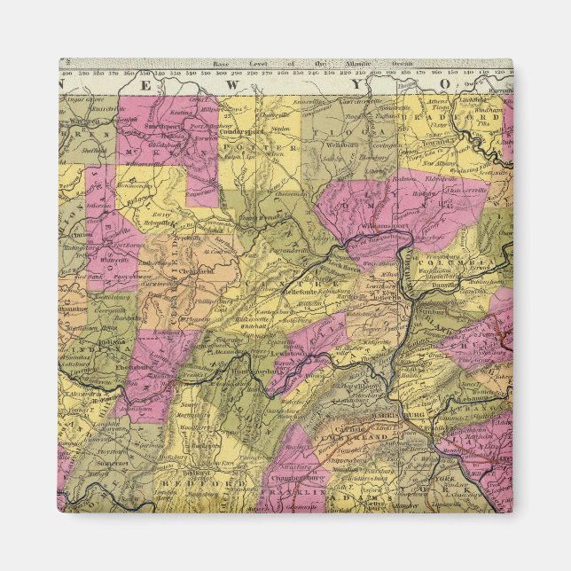 Neue Karte von Pennsylvania 2 Magnet (Vorne)