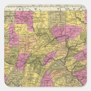 Neue Karte von Pennsylvania 2 Quadratischer Aufkleber