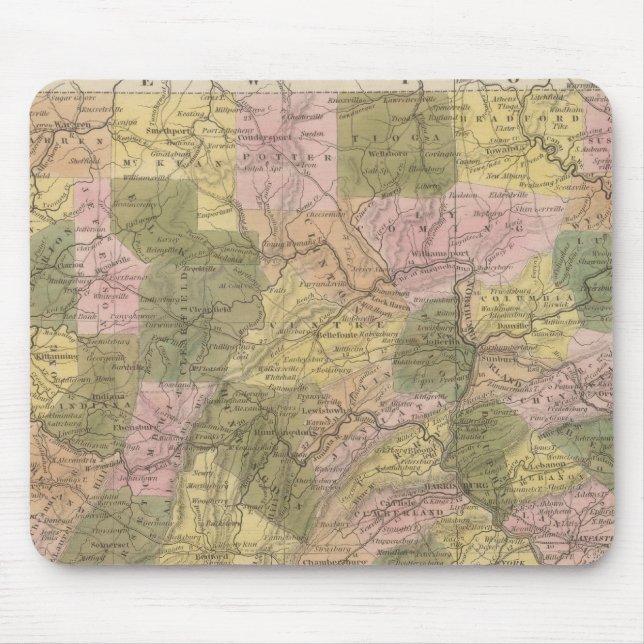 Neue Karte von Pennsylvania Mousepad (Vorne)