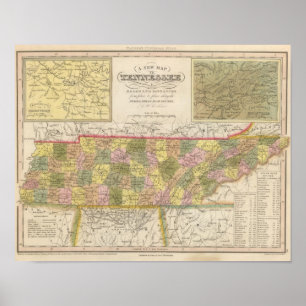 Neue Karte von Tennessee Poster