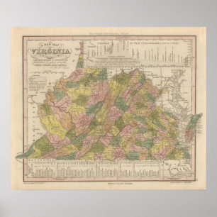 Neue Karte von Virginia Poster
