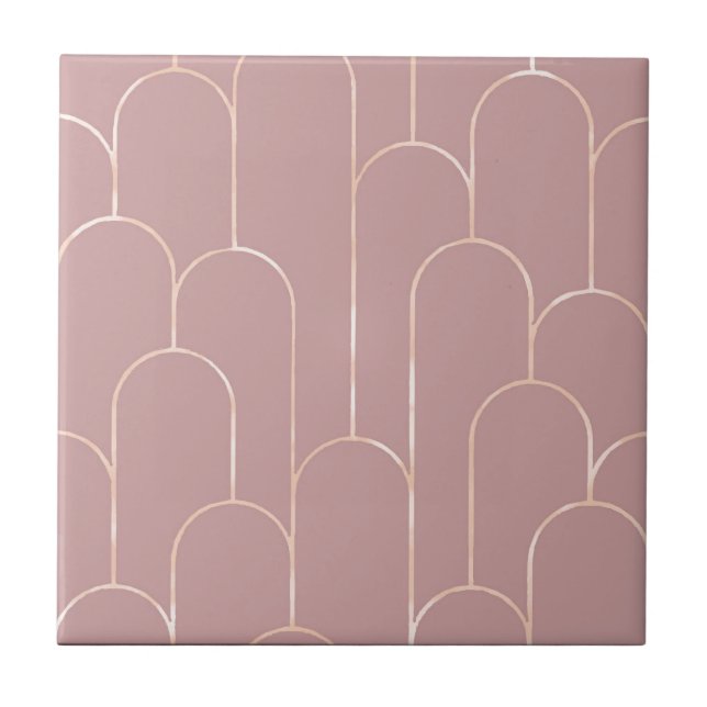 Neue Keramik im Stil des Mutation Pink Art Deco Fliese (Vorderseite)