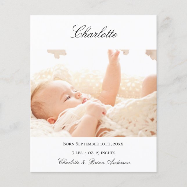 Neue Kinderwillkommensankündigung für Fotos Flyer (Vorne)