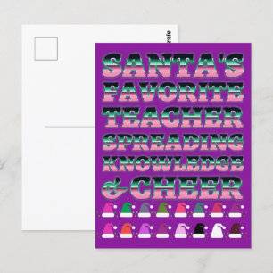 Neue Lehrer-Geschenke: Weihnachten Santa Hüte Typo Postkarte