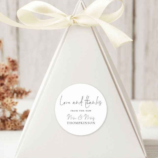 Neue Liebe und Dankeschön-Handschrift Runder Aufkleber (Von Creator hochgeladen)