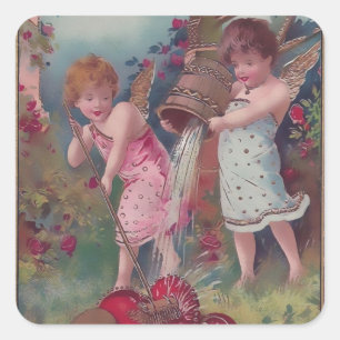 Neue Liebe und Herzen Quadratischer Aufkleber