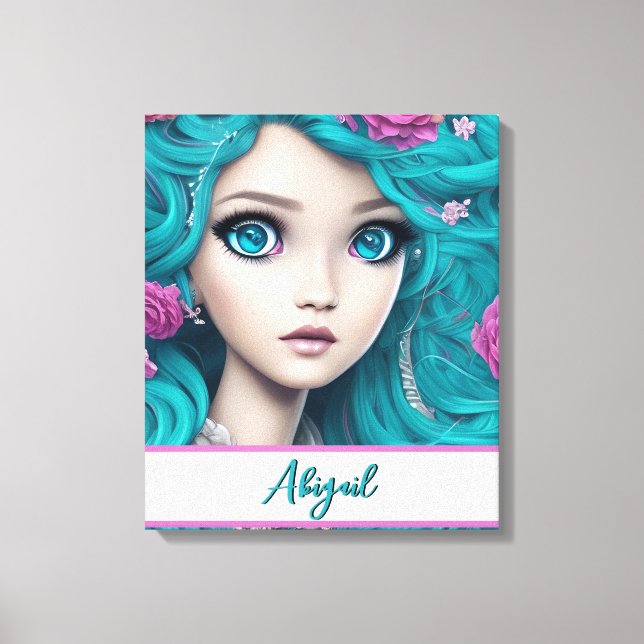 Neue Londoner Prinzessin mit türkisfarbenem Haar u Leinwanddruck (Vorderseite)