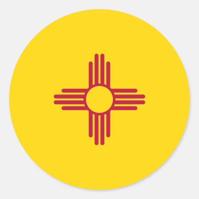 Neue mexikanische Flagge, Flagge New Mexico Runder Aufkleber (Vorderseite)