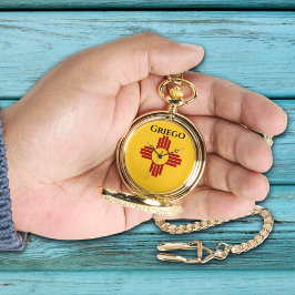 Neue mexikanische Flagge mit Zia-Symbol Armbanduhr