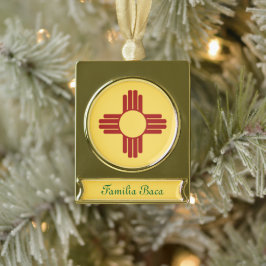 Neue mexikanische Flagge mit Zia-Symbol Banner-Ornament Gold