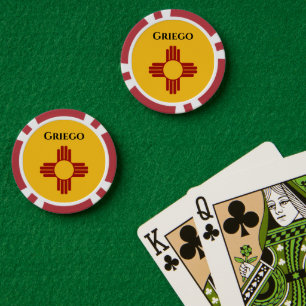 Neue mexikanische Flagge mit Zia-Symbol Pokerchips